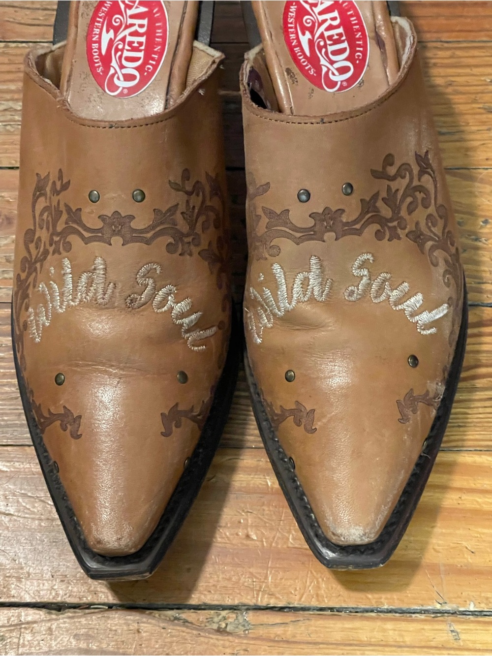 Laredo Wild Soul Leather Western Mules 7.5